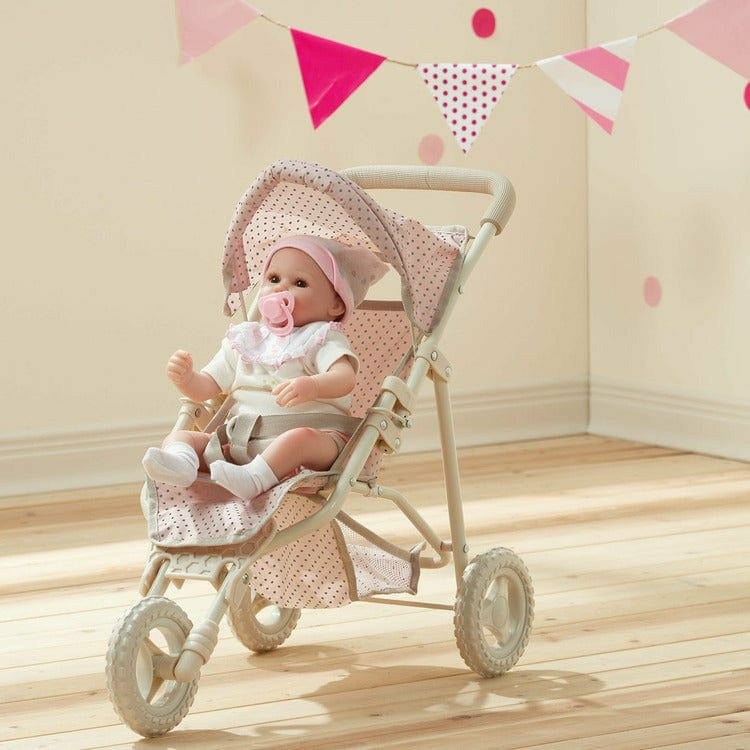 Teamson Kids - Polka Dots Princess Baby Doll Jogging Stroller - Pink - Dolls