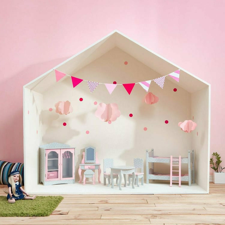 Teamson Kids - Polka Dots Princess Double Bunk Bed for 18" Dolls - Gray - Dolls