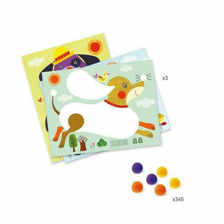 Djeco - PomPom Puppies Collage Craft Kit - Creativity
