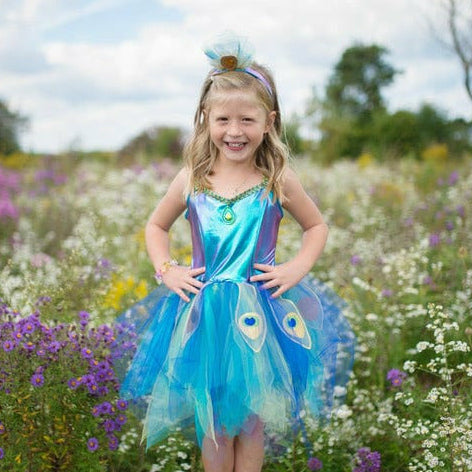 Great Pretenders - Pretty Peacock Dress & Headband, Size 5-6 - Dress up
