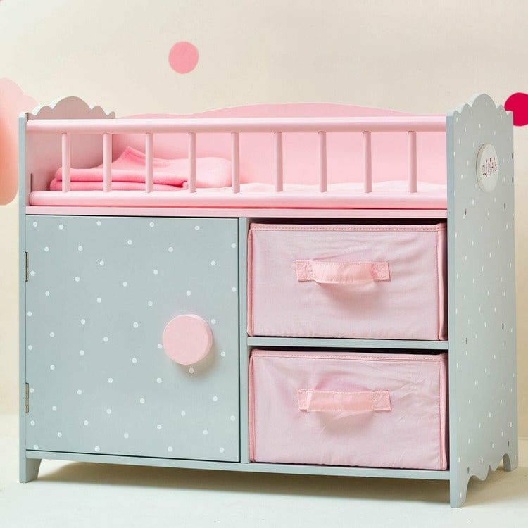 Teamson Kids - Princess Baby Doll Crib with Cabinet and Cubby - Dolls