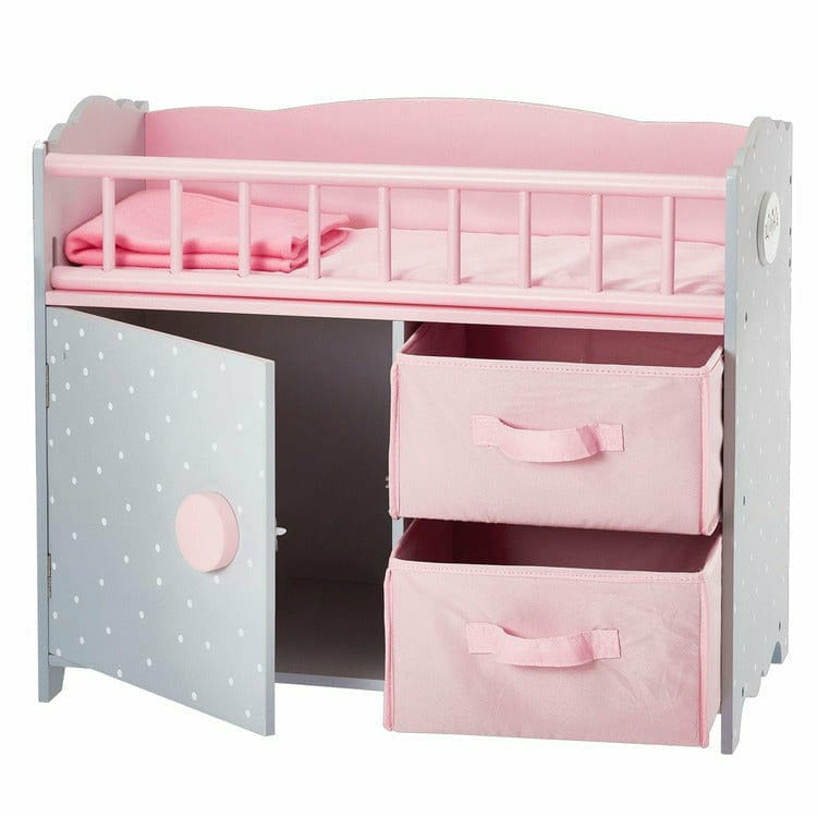 Teamson Kids - Princess Baby Doll Crib with Cabinet and Cubby - Dolls