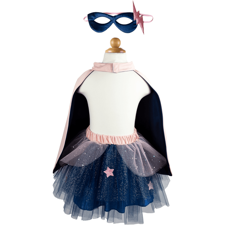 Great Pretenders - Super-duper Tutu/Cape/Mask, Pink/Navy, Size 4-6 - Dress up