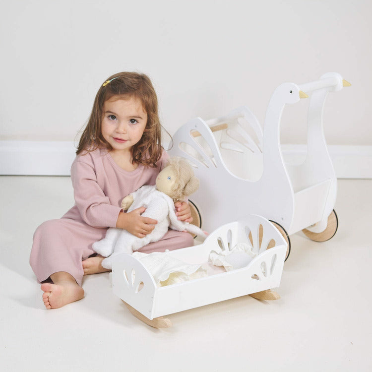 Tender Leaf Toys - Sweet Swan Dolly Bed - Dolls