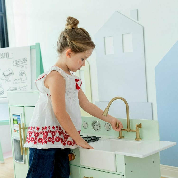 Teamson Kids - Teamson Kids Little Chef Charlotte 2-Piece Modular Wooden Play Kitchen, Mint - Preschool