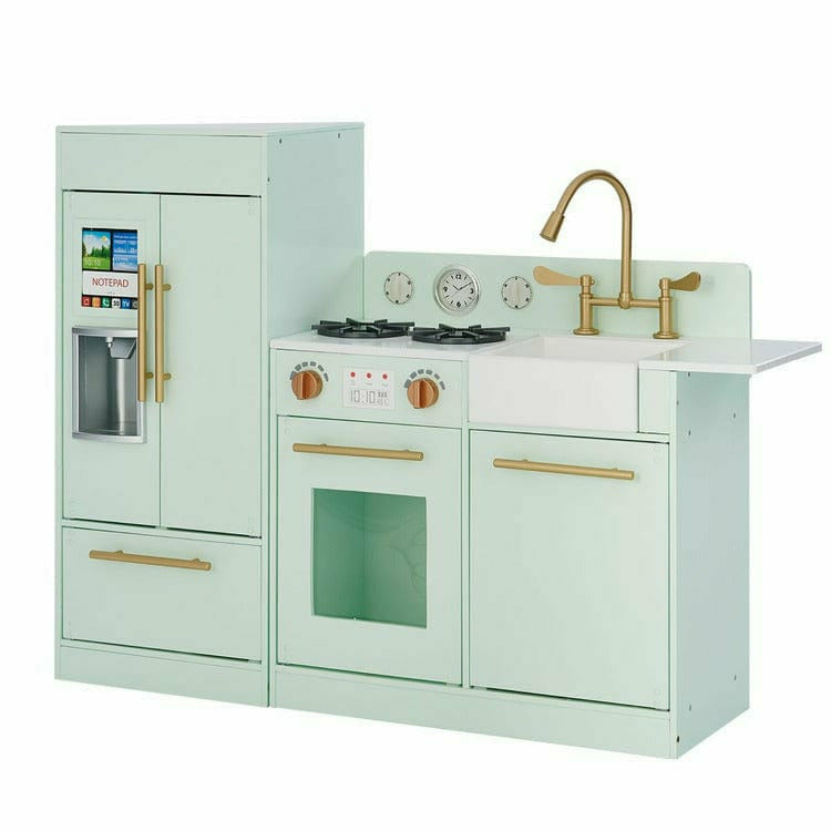 Teamson Kids - Teamson Kids Little Chef Charlotte 2-Piece Modular Wooden Play Kitchen, Mint - Preschool