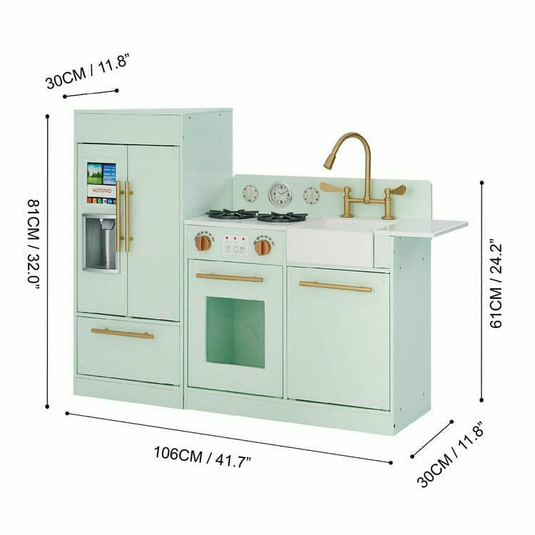 Teamson Kids - Teamson Kids Little Chef Charlotte 2-Piece Modular Wooden Play Kitchen, Mint - Preschool