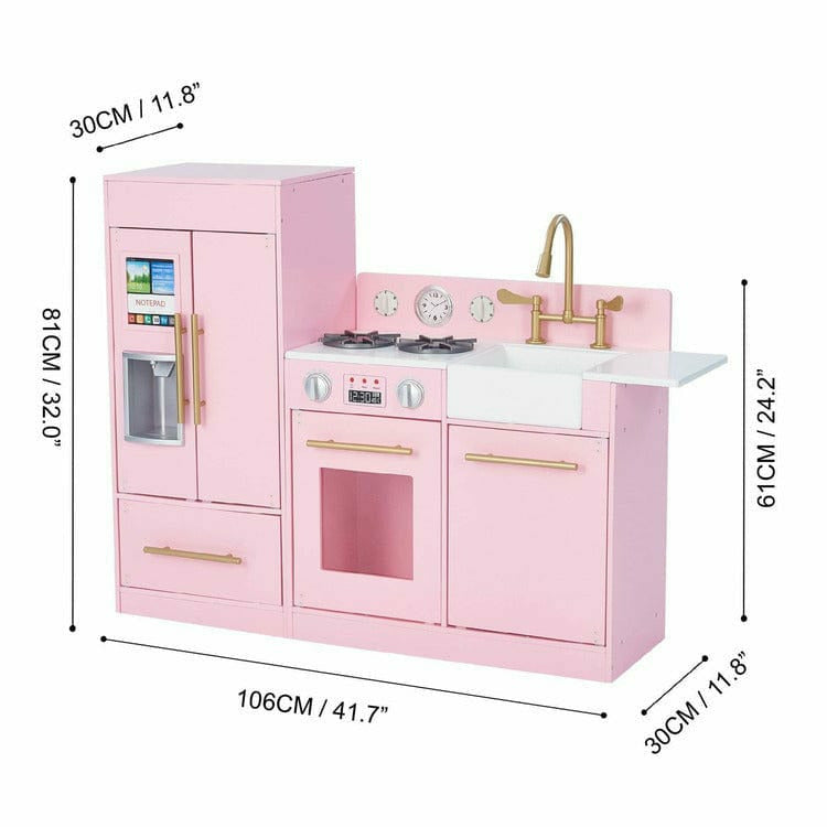 Teamson Kids - Teamson Kids Little Chef Charlotte 2-Piece Modular Wooden Play Kitchen, Pink - Preschool