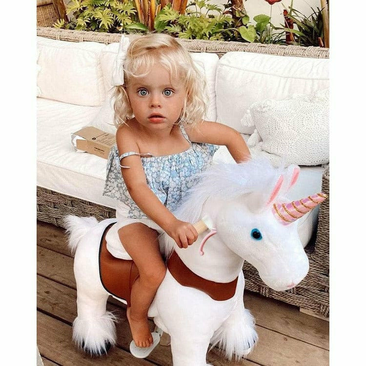 PonyCycle, Inc. - White Model U Ride-On Unicorn - 3-4 Years - Plush