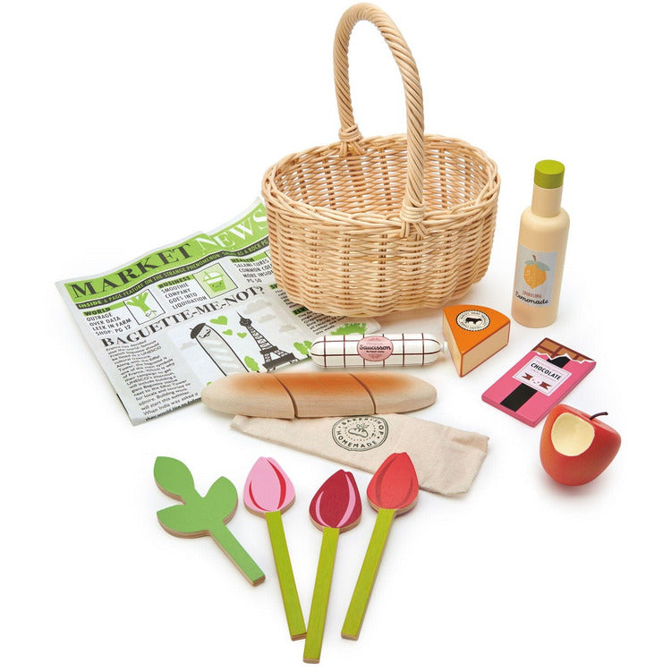 Tender Leaf Toys - Wicker Shopping Basket - Preschool
