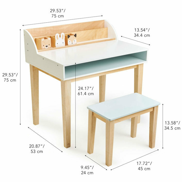 Tender Leaf Toys - Wooden Desk and Chair - Room Decor