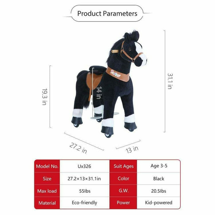 PonyCycle, Inc. Plush Black Ride on Horse Ages 3-5