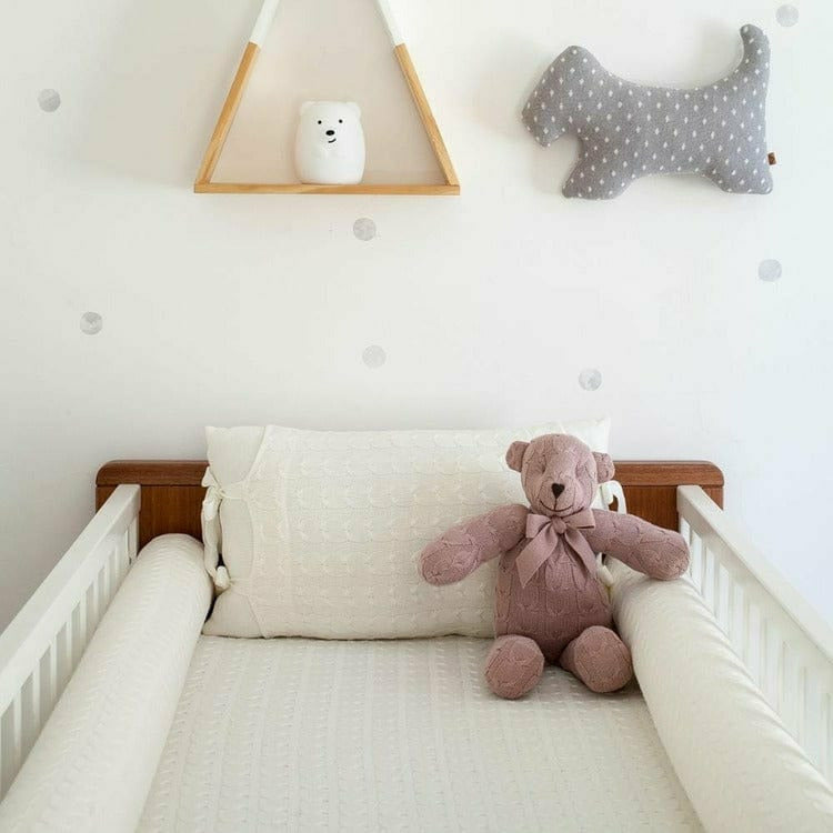 Rian Tricot Plush Rose Cable Knit Plush Teddy Bear