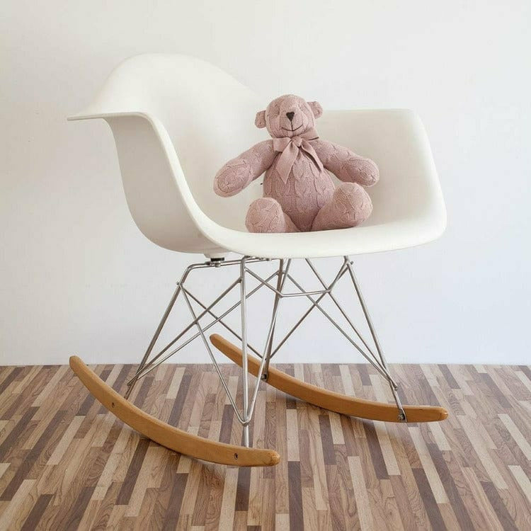 Rian Tricot Plush Rose Cable Knit Plush Teddy Bear