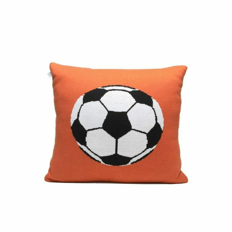 Rian Tricot Room Decor Cushion SOCCER BALL Dark Orange