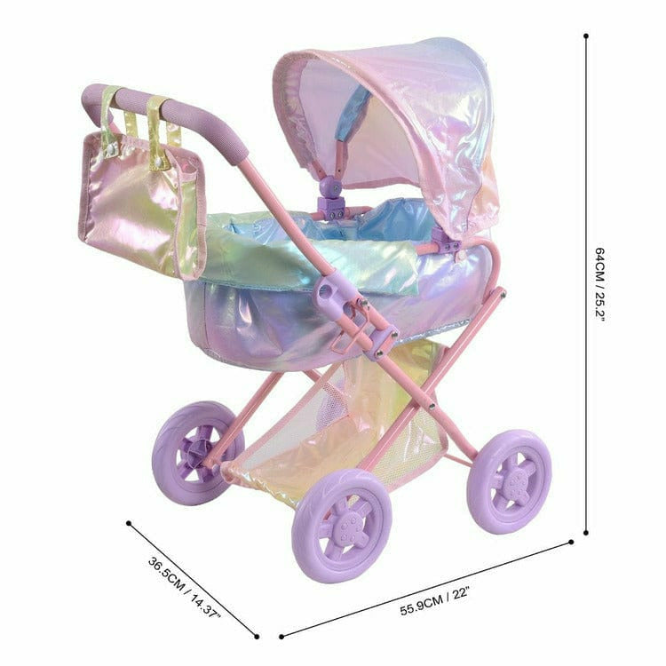 Teamson Kids Dolls Magical Dreamland Baby Doll Stroller & Carrier Iridescent
