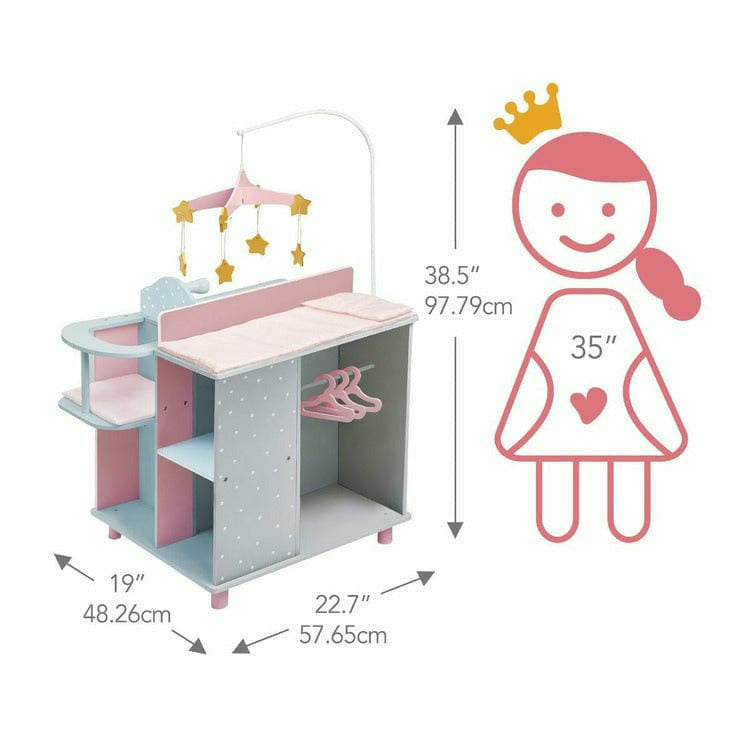 Teamson Kids Dolls Polka Dots Princess Baby Doll Changing Station