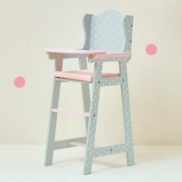 Teamson Kids Dolls Polka Dots Princess Baby Doll High Chair - Grey