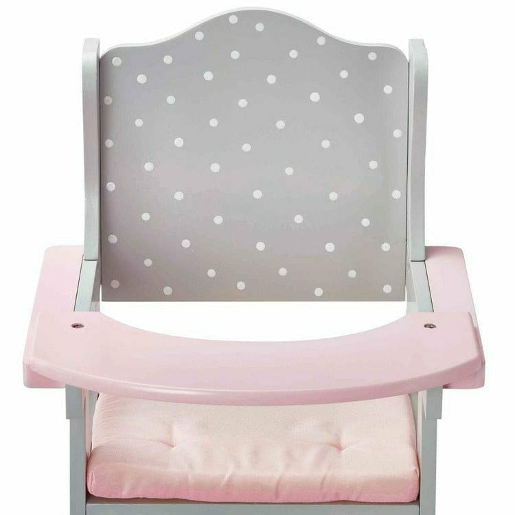 Teamson Kids Dolls Polka Dots Princess Baby Doll High Chair - Grey
