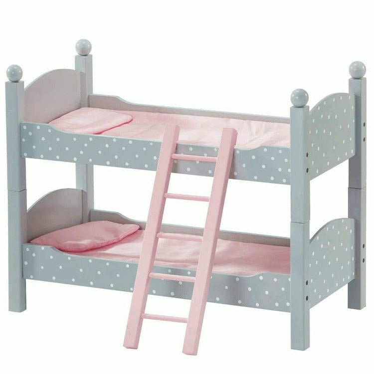 Teamson Kids Dolls Polka Dots Princess Double Bunk Bed for 18" Dolls - Gray