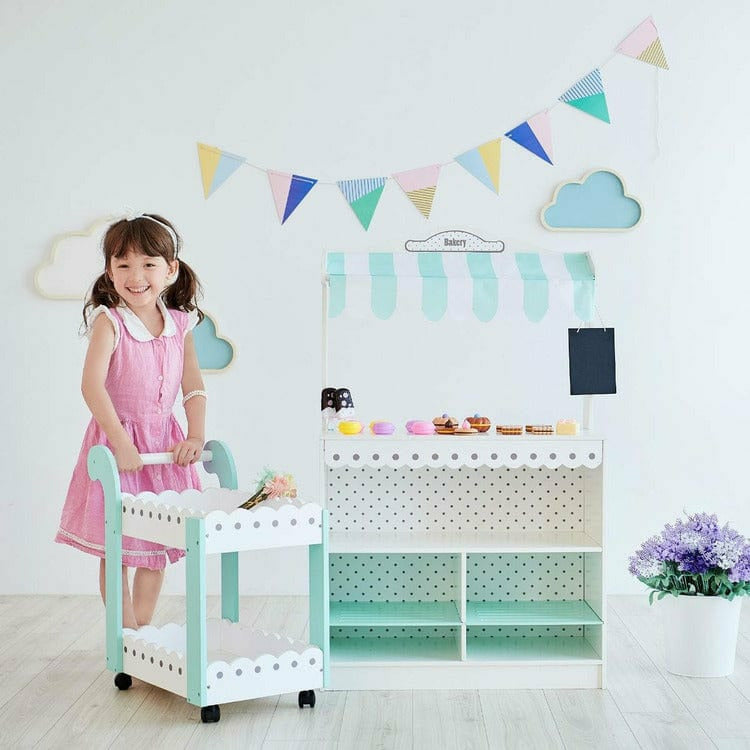Teamson Kids Preschool My Dream Bakery Shop Dessert Stand - White/Mint