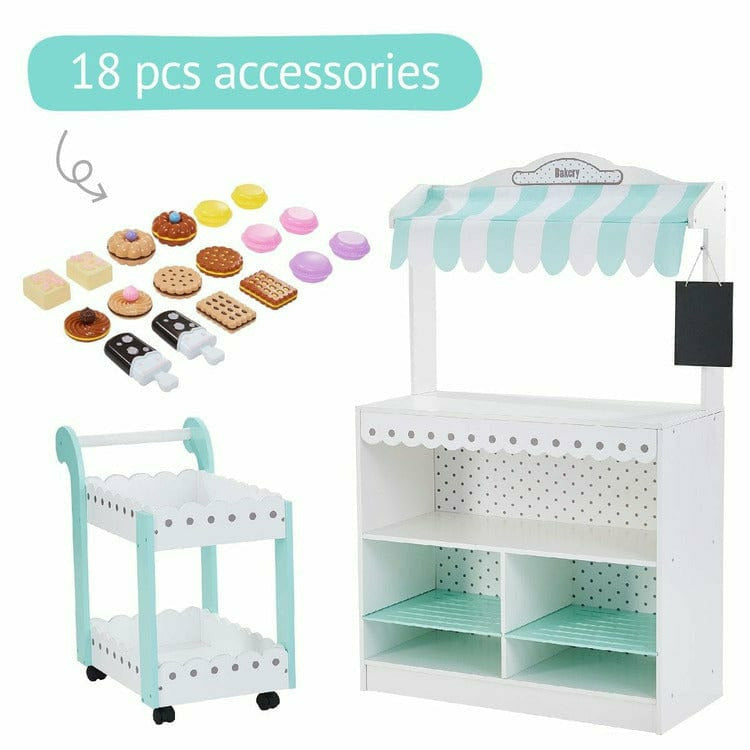 Teamson Kids Preschool My Dream Bakery Shop Dessert Stand - White/Mint