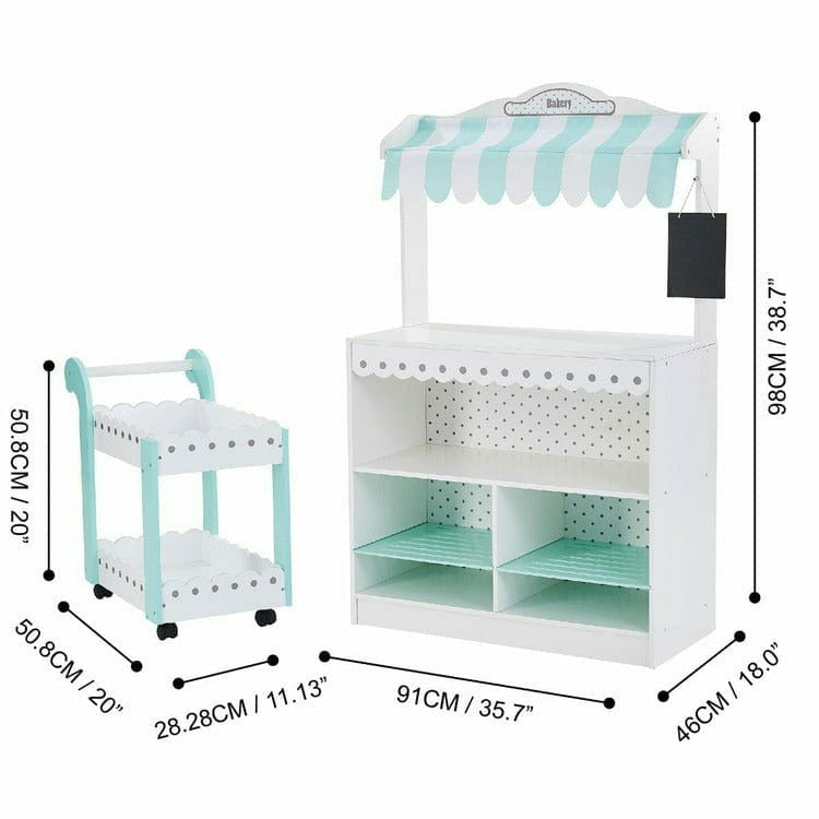 Teamson Kids Preschool My Dream Bakery Shop Dessert Stand - White/Mint