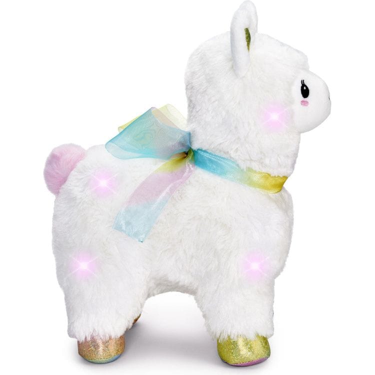  FAO Schwarz -  12" Glow Brights LED with Sound Alpaca Plush - Cream -  Plush
