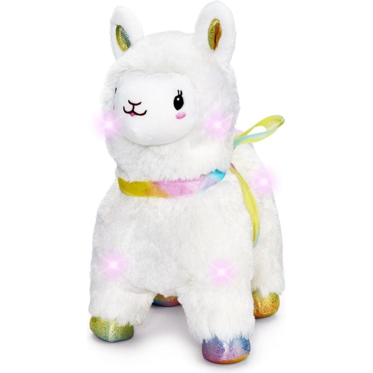  FAO Schwarz -  12" Glow Brights LED with Sound Alpaca Plush - Cream -  Plush
