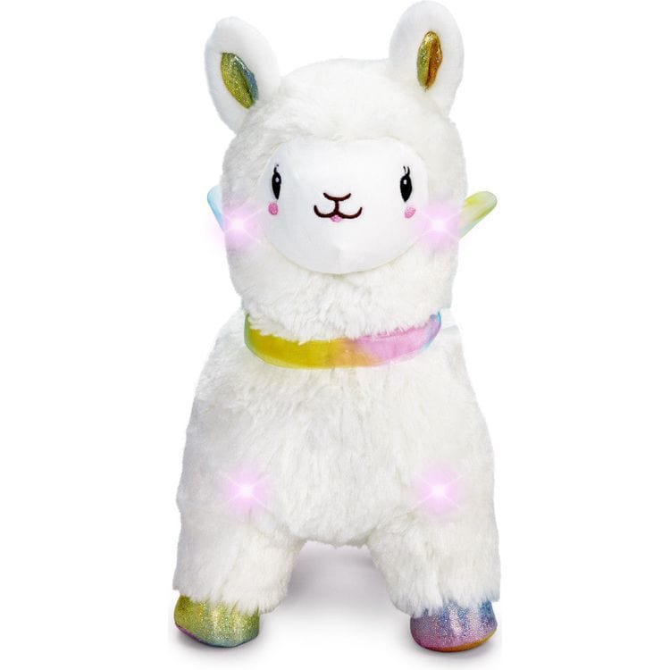  FAO Schwarz -  12" Glow Brights LED with Sound Alpaca Plush - Cream -  Plush