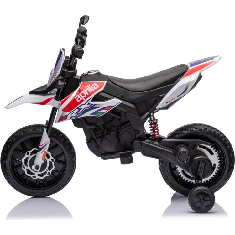  Freddo -  12V Aprilia Motorcycle 1 Seater Ride On for Kids - White -  Outdoor