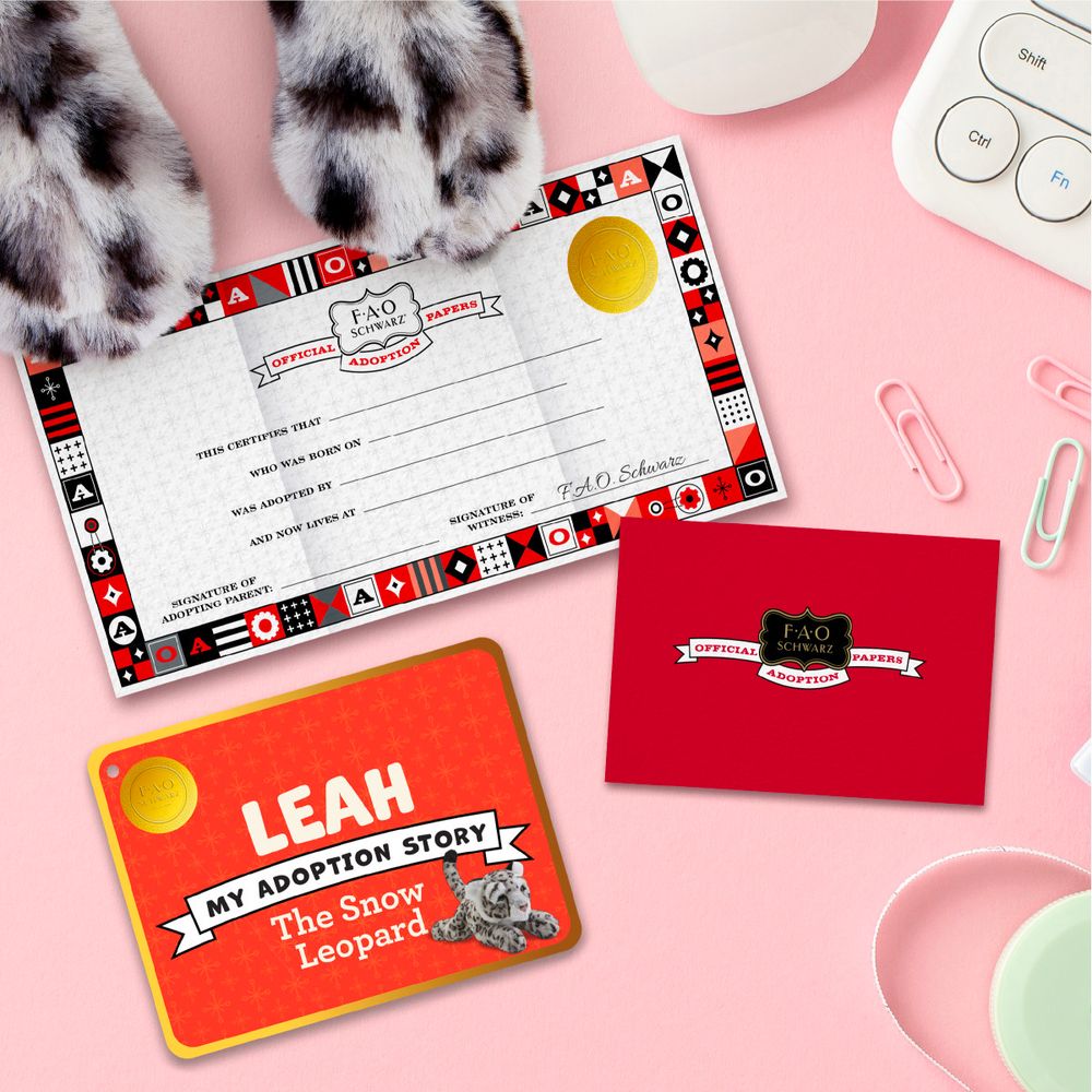  FAO Schwarz -  15” Adopt-A-Pets Snow Leopard Plush -  Plush