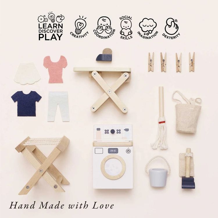  Le Toy Van -  16 Piece Wooden Dollhouse Laundry Room Set -  Dolls