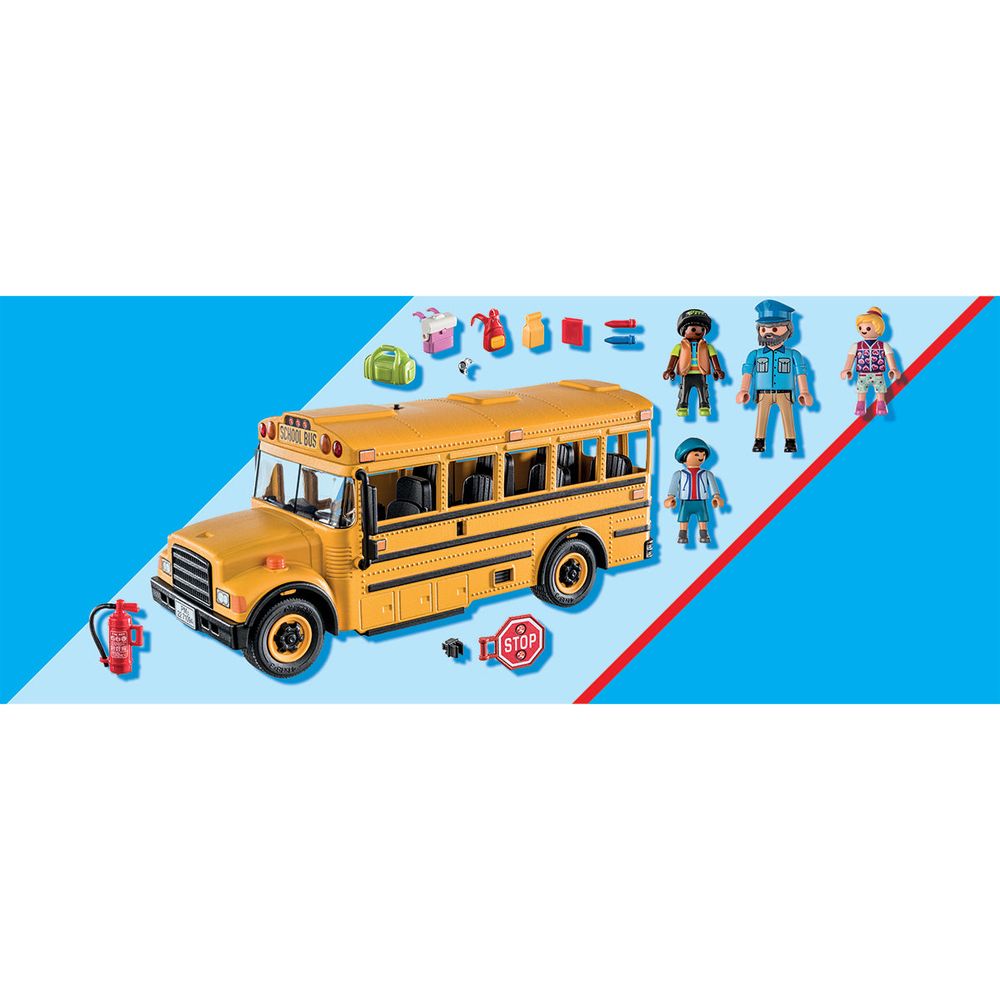 School Bus with Accessories and 4 Figures