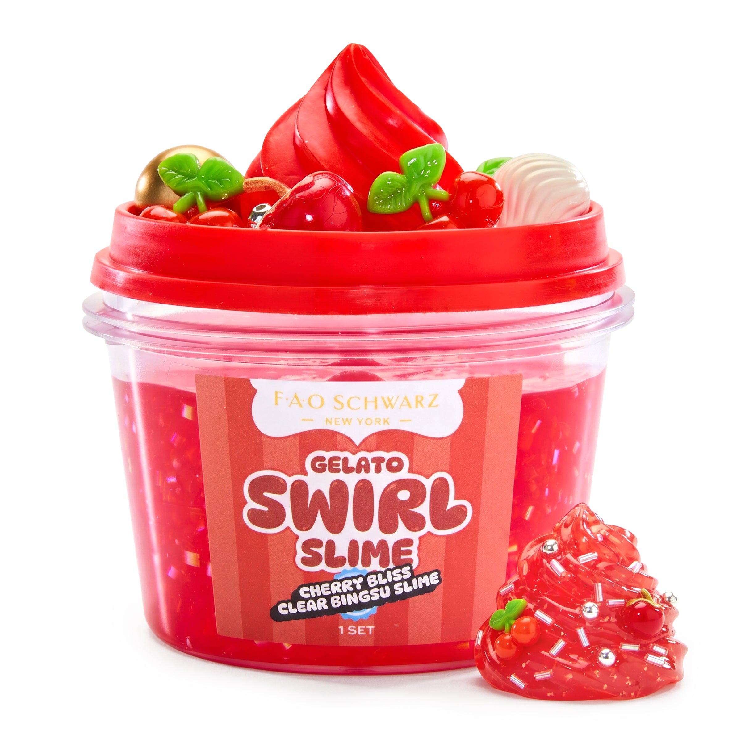 Gelato Swirl Slime – Cherry Bliss Clear Bingsu Slime