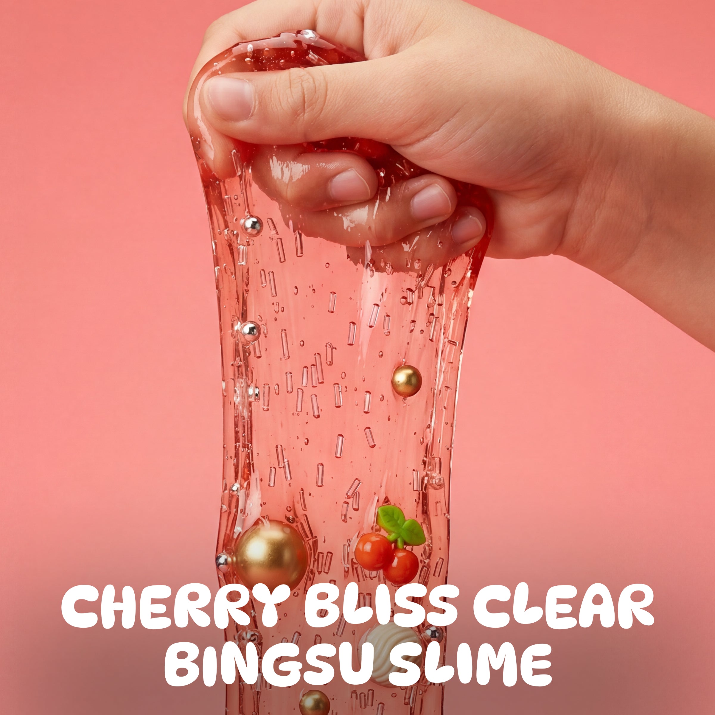 Gelato Swirl Slime – Cherry Bliss Clear Bingsu Slime