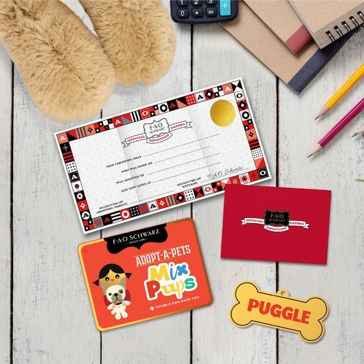  FAO Schwarz -  22" Adopt-A-Pets Mix Pups Plush Puggle -  Plush