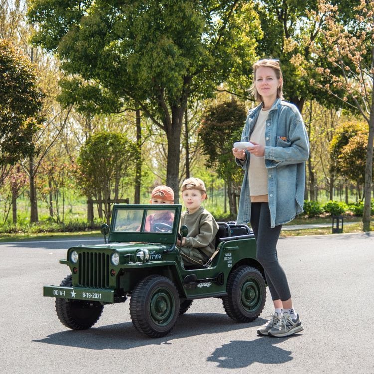 Freddo -  24V Military Jeep 3-Seater Electric Ride On -  Outdoor