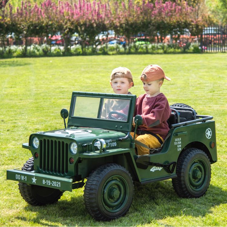  Freddo -  24V Military Jeep 3-Seater Electric Ride On -  Outdoor