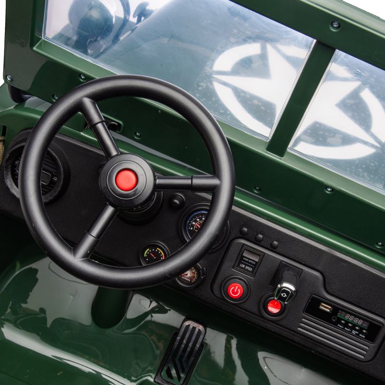  Freddo -  24V Military Jeep 3-Seater Electric Ride On -  Outdoor