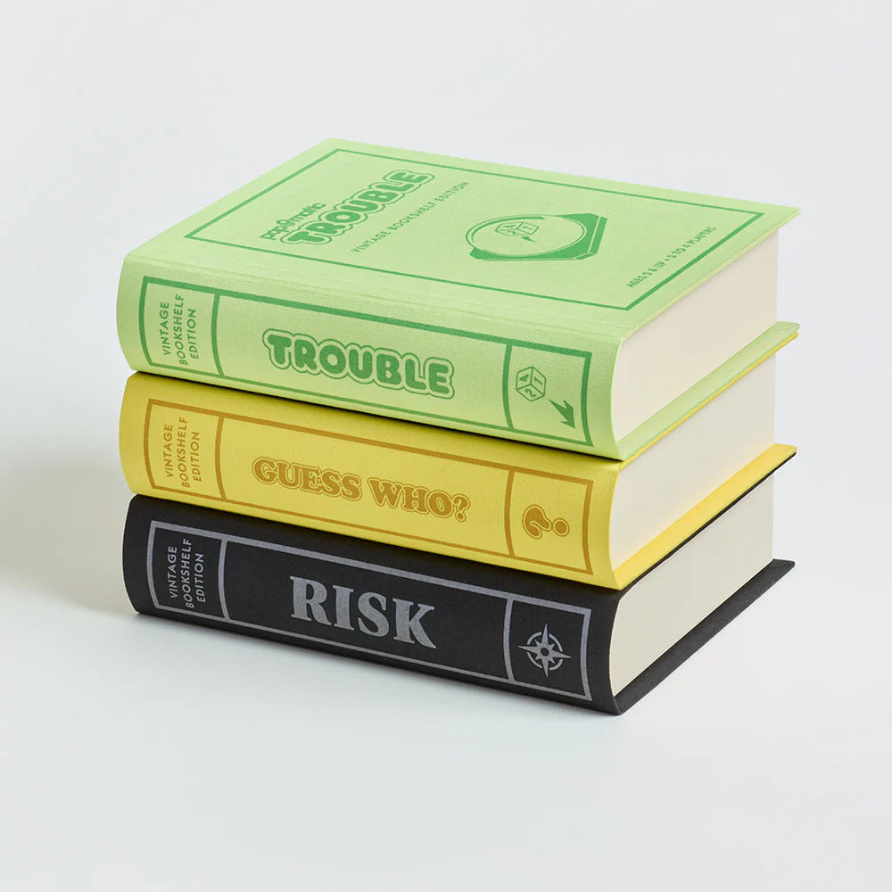  WS Game Company -  3 Pack Vintage Bookshelf Games: Risk, Guess Who, Trouble -  Games