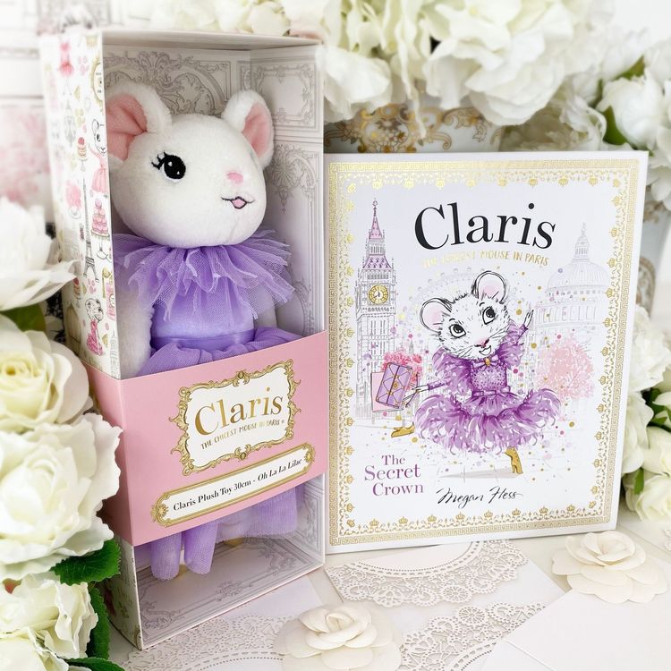 Claris The Mouse: The Secret Crown & Oh La La Lilac Plush Book Bundle