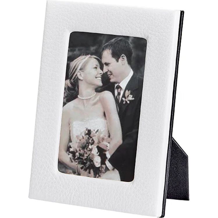  Graphic Image -  4" x 6" Leather Studio Frame - White -  Trend Accessories