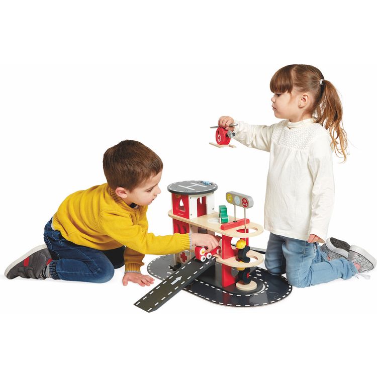 Wooden Fire Station Playset