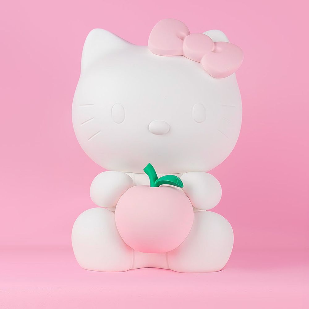 Hello Kitty Figurine with Apple - White & Pastel Pink
