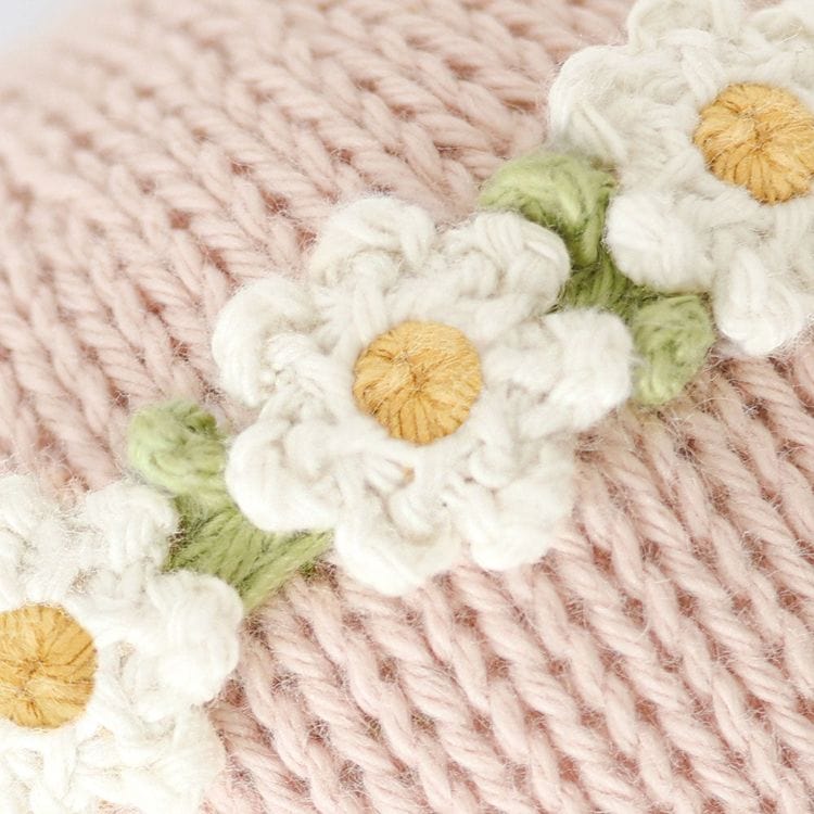  Cuddle And Kind -  7" Baby Bunny Rose (With Flower Crown) Hand-Knit Doll -  Plush