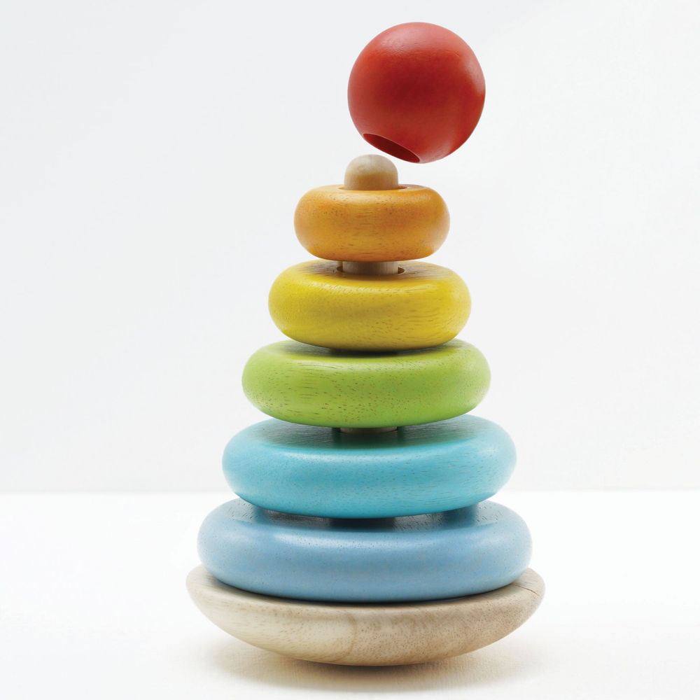  Le Toy Van -  7 Piece Rainbow Stacking Tower -  Infants