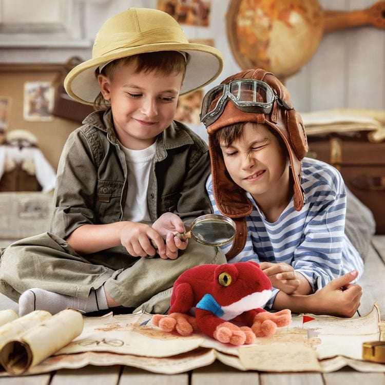  FAO Schwarz -  8" Glitter Toy Plush Dart Frog - Red -  Plush