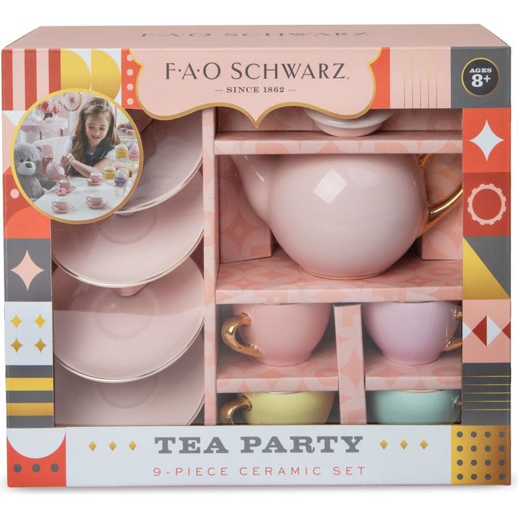 9-Piece Hand-Glazed Ceramic Tea Party Set | FAO Schwarz