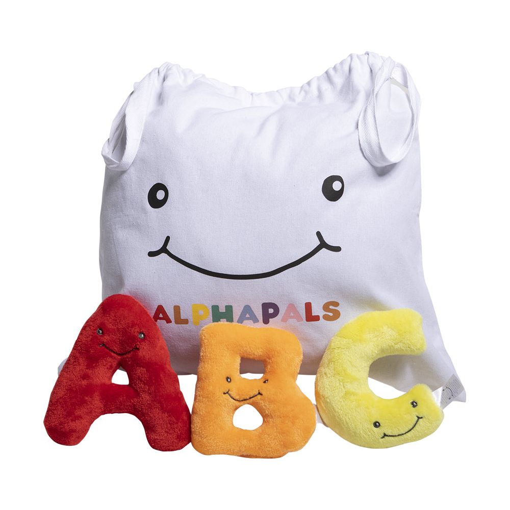  AlphaPals -  Alphabet Mini Plush Set - Rainbow Letters with White Drawstring Bag -  Plush